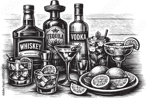 Alcoholic drinks. Bar