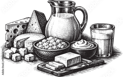 Engraving of dairy products