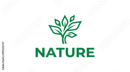 Green Nature Logo with Leafy Plant and Text.