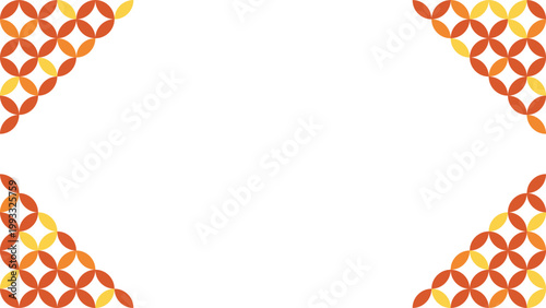 カラフルでかわいい七宝繋ぎのフレーム　縁起の良い和柄　和風の背景装飾イラスト　日本の伝統文様　吉祥