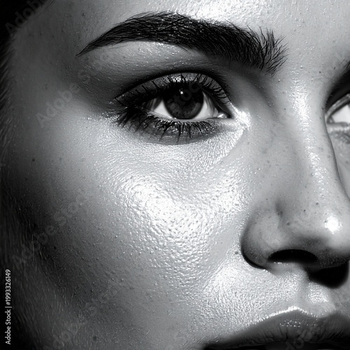 Close-up of a 20-year-old beautiful caucasian woman's face