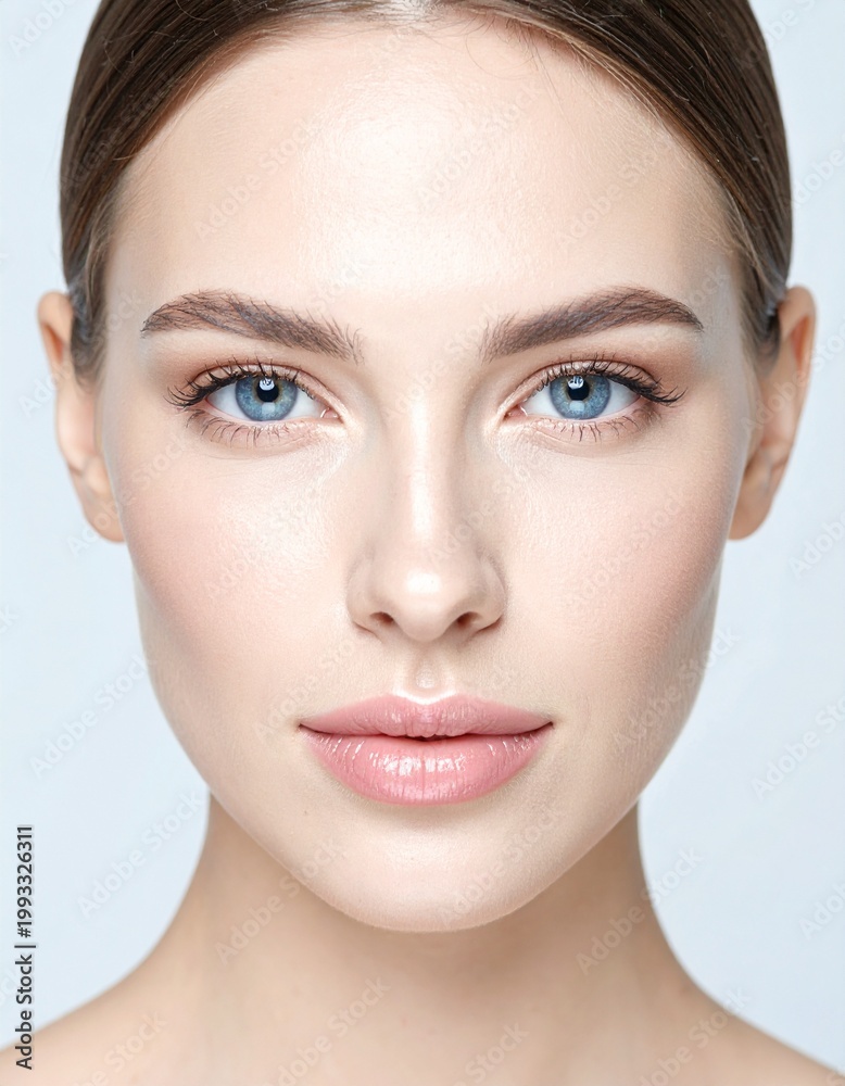 Fototapeta premium Close-up of a 20-year-old beautiful caucasian woman's face