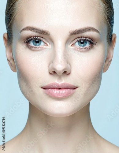 Close-up of a 20-year-old beautiful caucasian woman's face