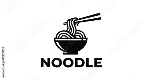 Minimalist Black and White Noodle Bowl Logo Design.