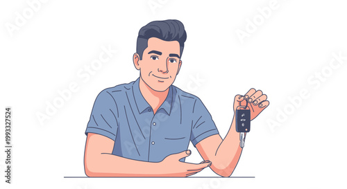 Man Holding Car Keys, Ready for New Adventure