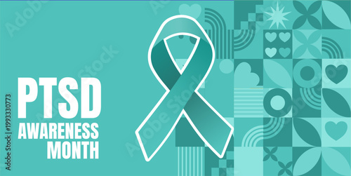 Posttraumatic Stress Disorder or PTSD Awareness Month - - baner, poster, card - vector illustration