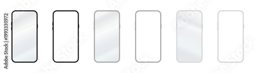 Realistic slim glass screen smartphone frame mockup on transparent background with mobile phone device empty display blank template design vector illustration