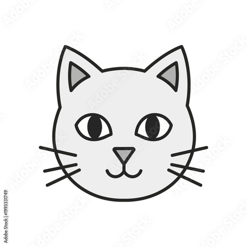 Simple black line drawing cat face.