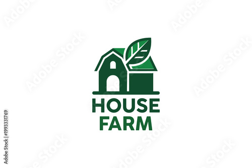 Eco Green House Farm Logo with Leaf