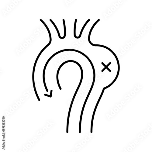 Aortic aneurysm icon. Healthcare and cardiology line symbol. Black and white.
