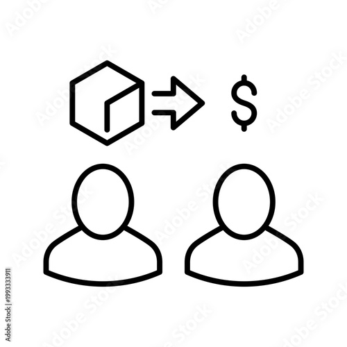 C2c sale icon. Business and marketplace line symbol. Black and white.