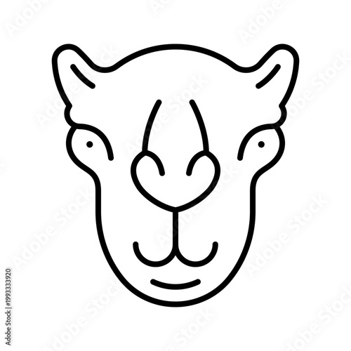 Camel head icon. Animals and camel line symbol. Black and white.