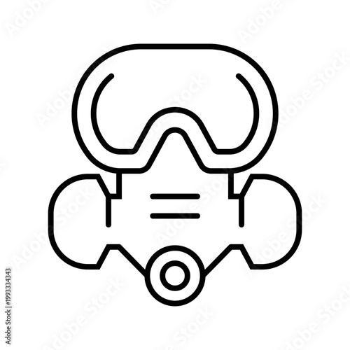 Gas mask icon. Industry and respiratory protection line symbol. Black and white.
