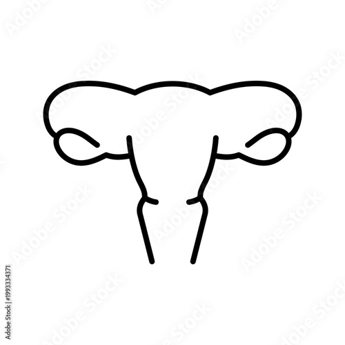 Female reproductive system icon. Healthcare and reproductive anatomy line symbol. Black and white.