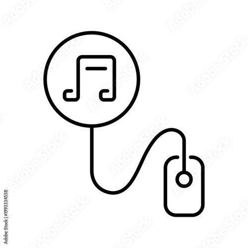 Music streaming icon. Entertainment and music streaming line symbol. Black and white.