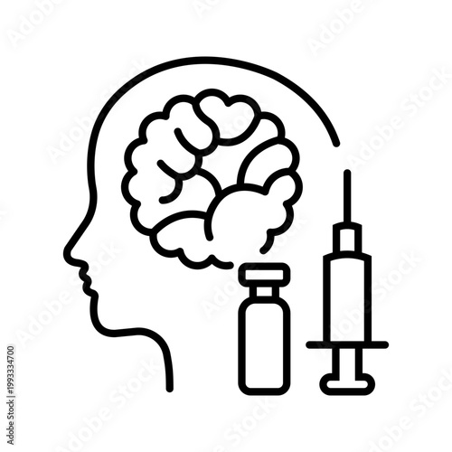 Pituitary hormone icon. Healthcare and endocrinology line symbol. Black and white.