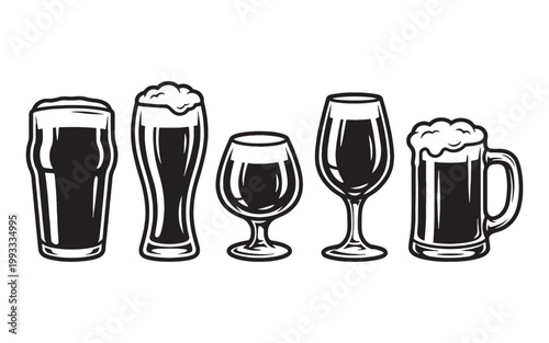 Collection of Different Beer Glassware Including Pint Mug and Snifter