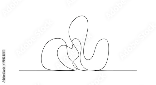 Abstract continuous line drawing of organic shapes, fluid forms, modern art, minimalist design