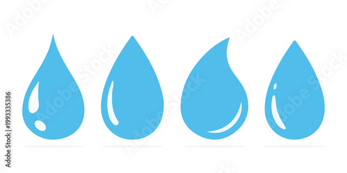 Water Splash Vector And Drop Logo Set - Isolated On White Background. Vector Collection Of Flat Water Splash and Drop Logo. Icons For Droplet, Wave, Rain, Raindrop, Company Logo And Bubble Design