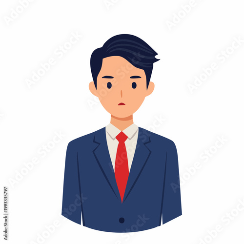 困った表情のビジネスマンのフラットイラスト