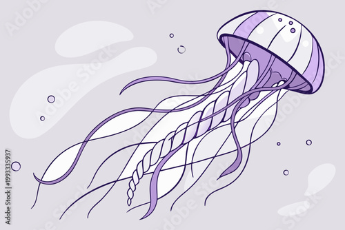 Hand Drawn Jellyfish Illustration Marine Life Ocean Creature Line Art Vector Design