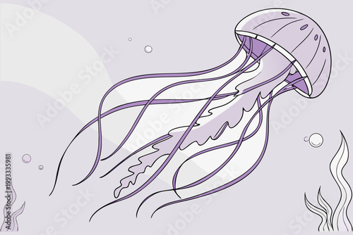 Hand Drawn Jellyfish Illustration Marine Life Ocean Creature Line Art Vector Design