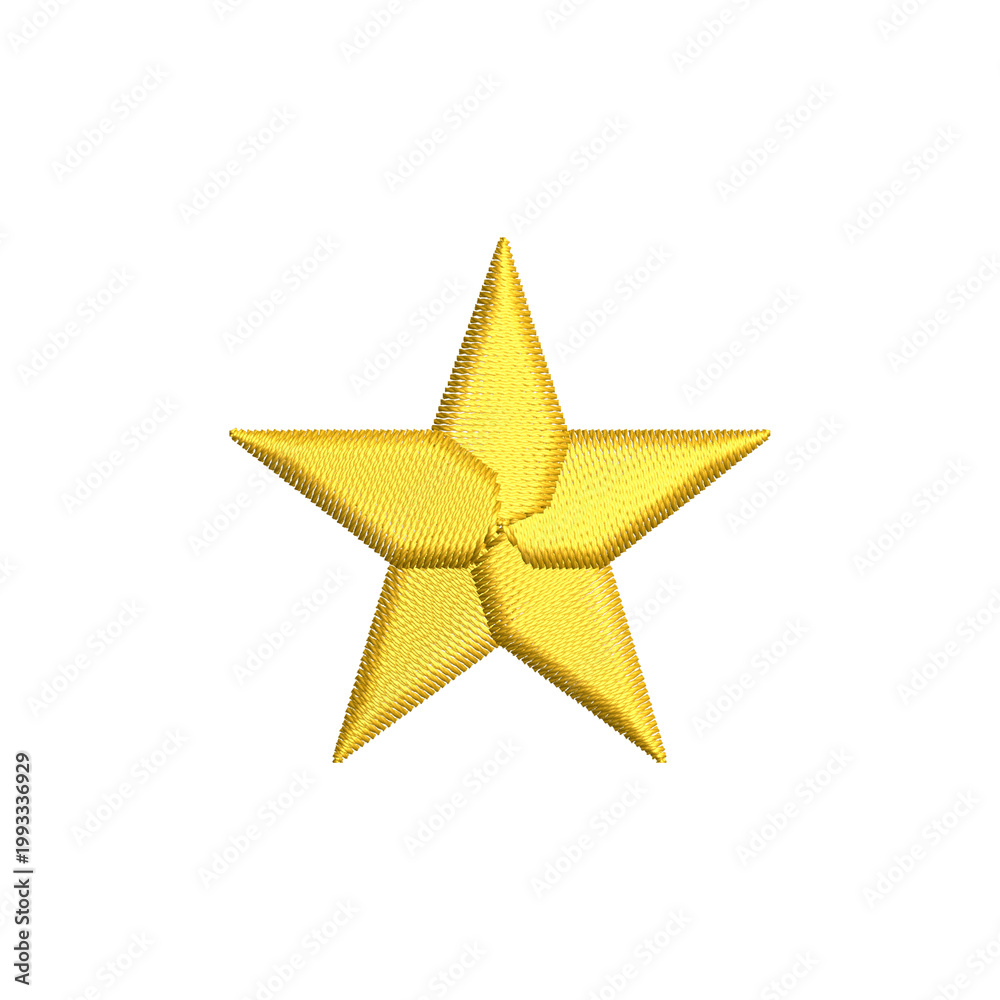 Obraz premium Golden star embroidered with fine, textured thread
