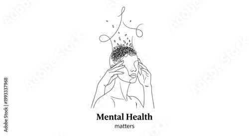 Mental health matters, anxiety, depression awareness, mental wellness, vector illustration
