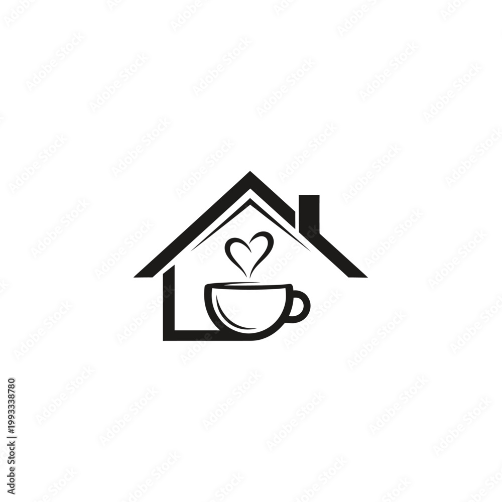 Naklejka premium Minimalist home coffee house logo design.