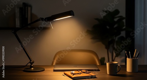 Modern desk lamp lighting workspace