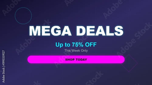 Mega Deals Shopping Promotion Graphic With Seventy Five Percent Off Discount Offer.