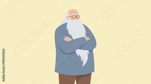 An elderly man with a long white beard.