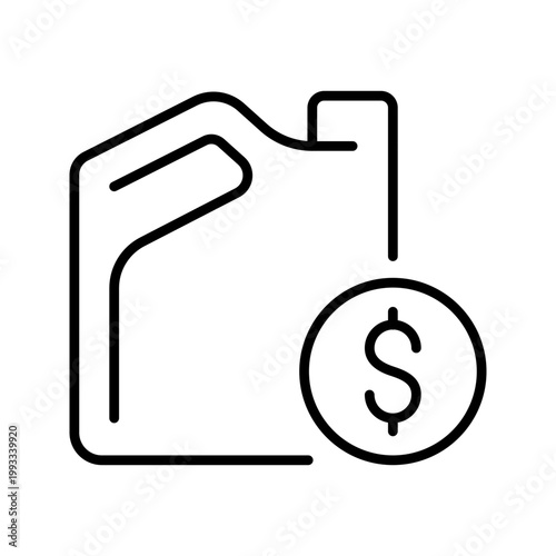 Fuel price icon. Business and oil and gas line symbol. Black and white.