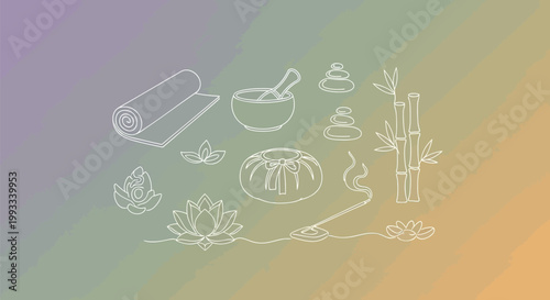 Aromatherapy, spa, wellness icons, vector set, colorful background
