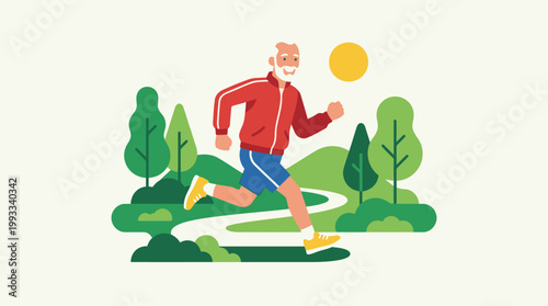 Senior man jogging in the park.