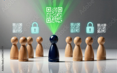 Leader unlocks QR codes with green light revealing secure digital