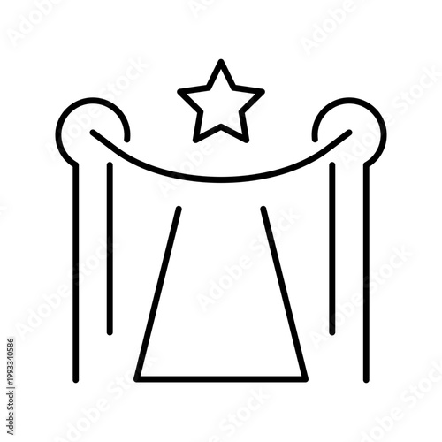 Red carpet icon. Entertainment and award show line symbol. Black and white.