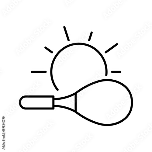 Tennis racket icon. Sports and racket sports line symbol. Black and white.