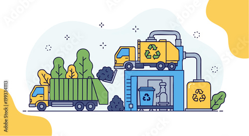 Waste to Energy Recovery and Recycling Plant Process Illustration