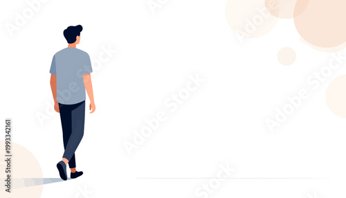 Lone figure walks away, shoulders relaxed, steps steady
