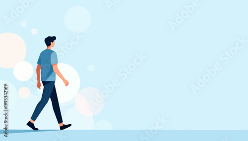 Man walks away, calm and purposeful