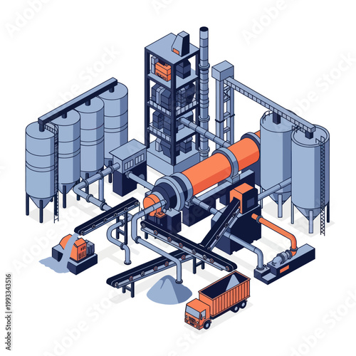 Industrial Manufacturing Plant with Machinery Equipment.