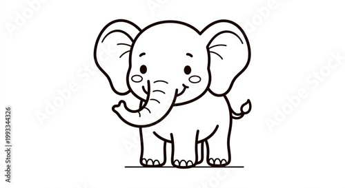 Cute Cartoon Animal Coloring Page for Kids, Simple Black and White Outline Illustration, Preschool Worksheet