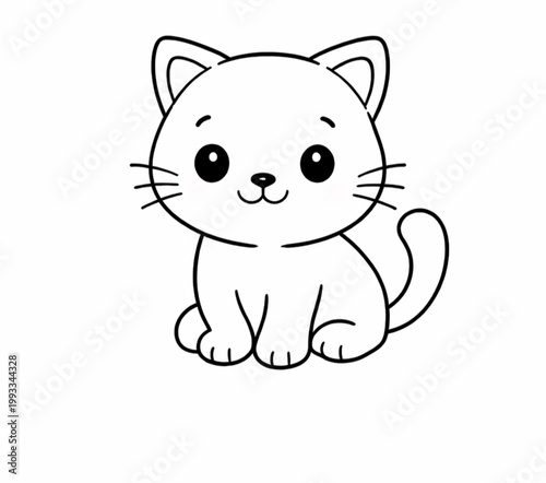 Cute Cartoon Animal Coloring Page for Kids, Simple Black and White Outline Illustration, Preschool Worksheet