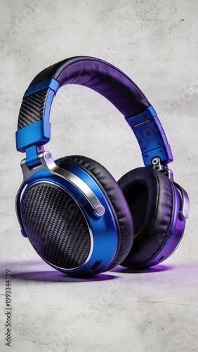 Blue and purple wireless headphones