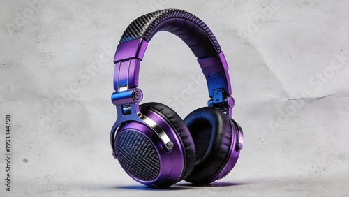 Purple and blue overear headphones