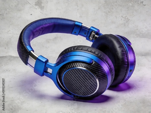 Blue and black overear headphones