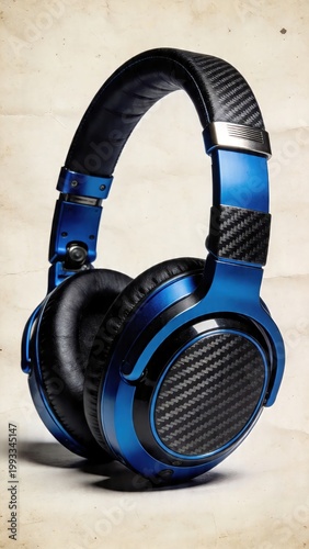 Blue and black overear headphones
