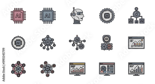 Collection of various technology icons.