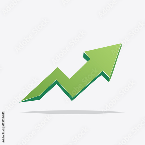 Green arrow showing upward trend and growth